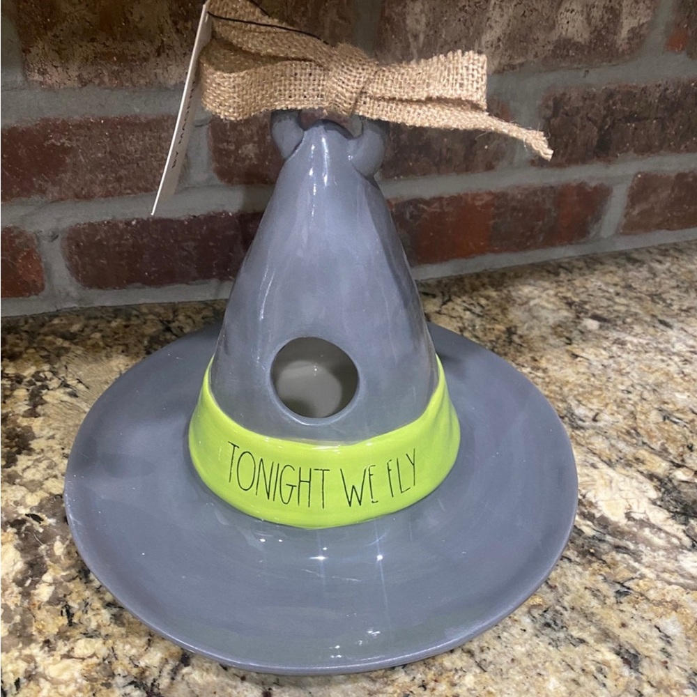 Rae Dunn Tonight We Fly Ceramic Witches Hat BIrdhouse - Ceramic Decor Brand new